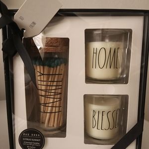 Rae Dunn Citrus Summit candles with matches